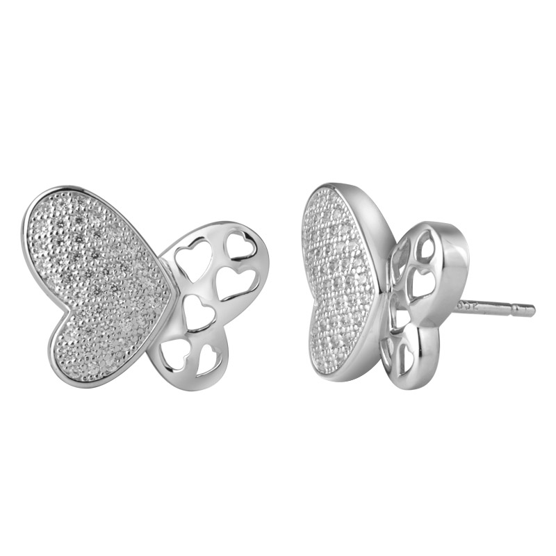 Heart Shape 925 Sterling Silver CZ Earrings