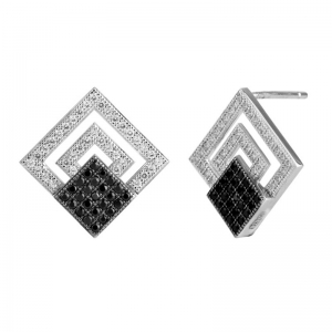 Square Two-Tones Plated Earrings
