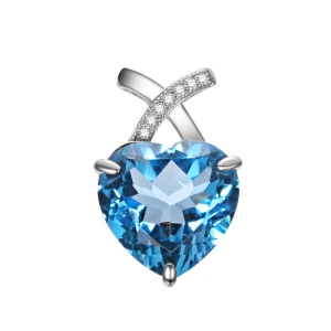 Silver Heart Blue Topaz Pendant