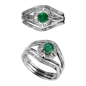 Gemstone Emerald Silver Ring