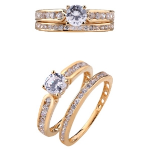 18k Gold CZ Double Ring